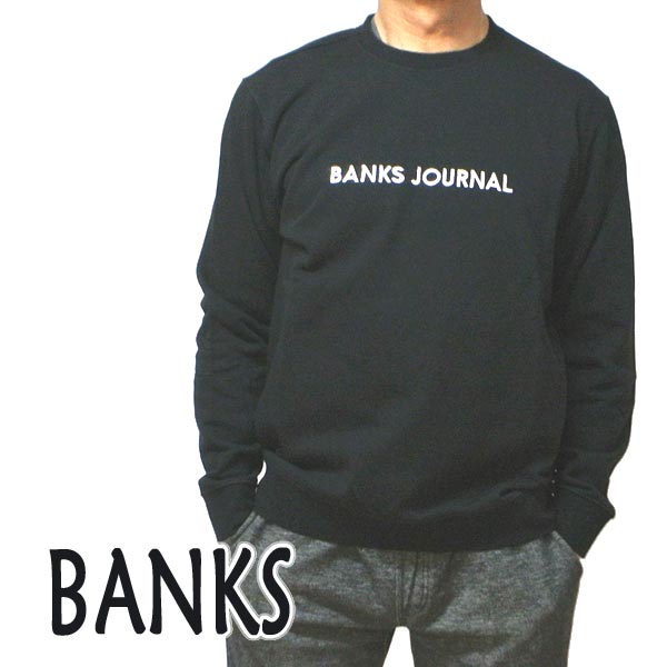 BANKS/バンクス LABEL CREW DIRTY BLACK メンズ L/S 長袖 トレーナー