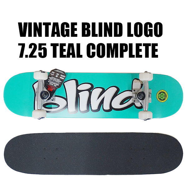 BLIND/ブラインド コンプリートスケートボード/スケボー VINTAGE BLIND LOGO YOUTH FP COMPLETE 7.25  TEAL SK8 [返品、交換及びキャンセル不可]