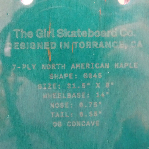 ガール スケートボード デッキ GIRL VERTIGIRL ONE OFF GEERING 8.0
