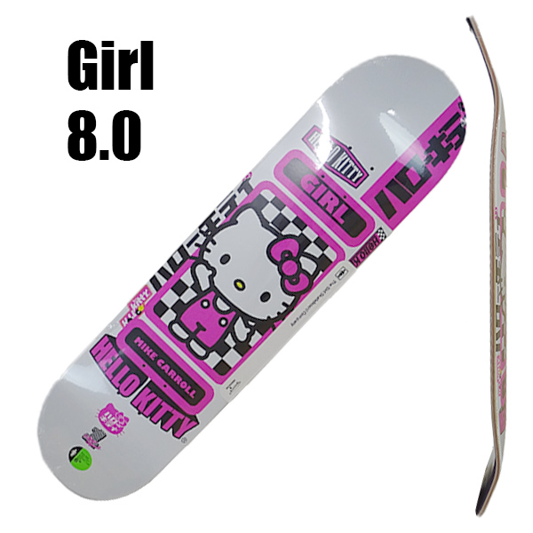 GIRL/ガール スケートボード デッキ SANRIO TOKYO SPEED CARROLL 8.0 DECK スケボーSK8 MIKE  CARROLL KITTY/キティ サンリオコラボ[返品、交換及びキャンセル不可]