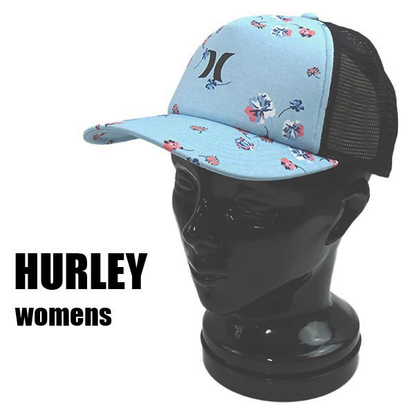 HURLEY/ハーレー レディース ICON TRUCKER PACIFIC BLUE 499 MESH CAP/メッシュキャップ HAT/ハット  帽子 cw2194[返品、交換及びキャンセル不可]